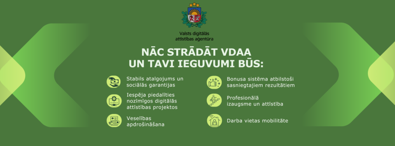 Attēls ar informāciju par to, ka ir iespēja strādāt VDAA