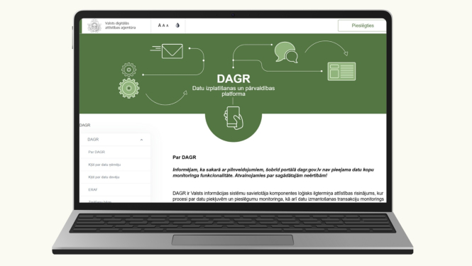 Dators ar DAGR portāla skatu