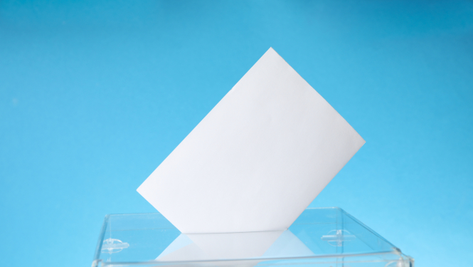 Balta lapa krīt vēlēšanu urnā