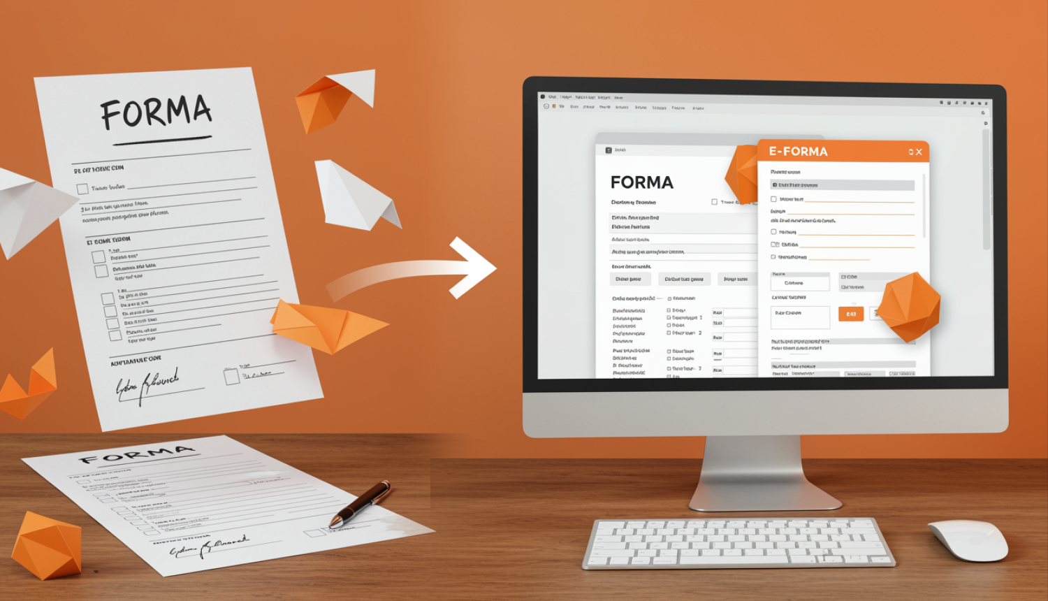 Papīra forma, kas pārveidotā veidā parādās datora ekrānā