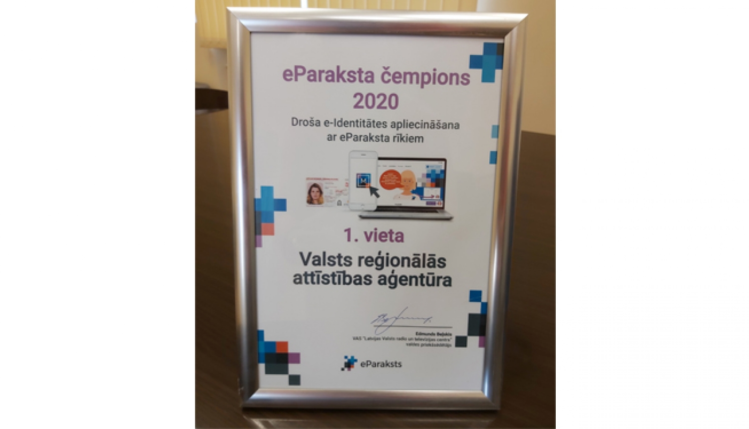 1.vietas diploms par aktīvu e-paraksta lietošanu